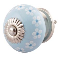 Turquoise Round Tiny Flower Ceramic Cabinet Knobs Online
